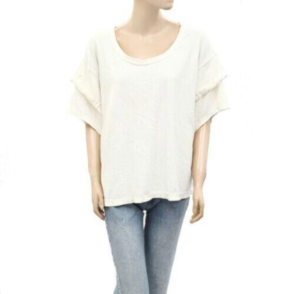 Free People What A Waist Tunic Top Oversized White Cotton Short Sleeve M 257480 - Picture 4 of 7